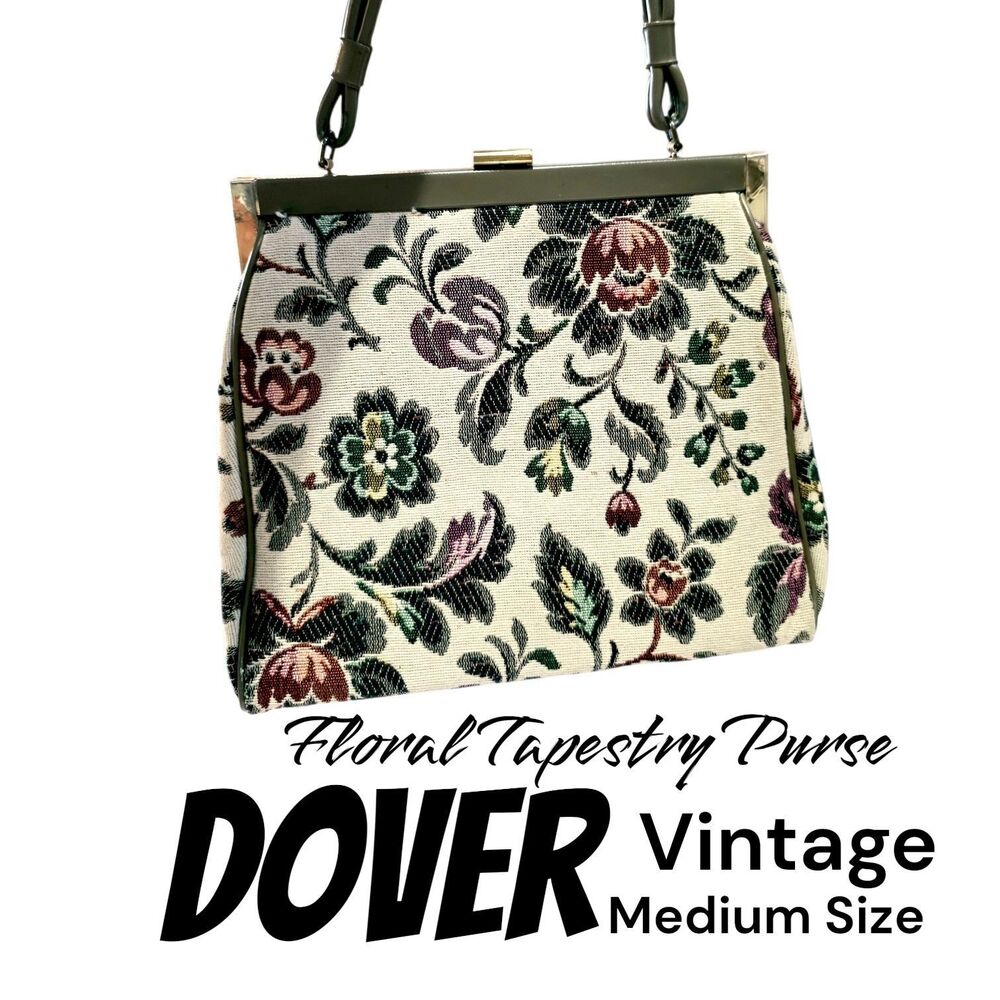 Dover Vintage 50s 60s Floral Tapestry Carpet Lift Snap Purse Handbag Satchel USA